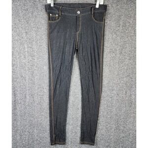 Yelete Denim Leggings Women M Dark Wash Stretch Contrast Stitch Jeggings